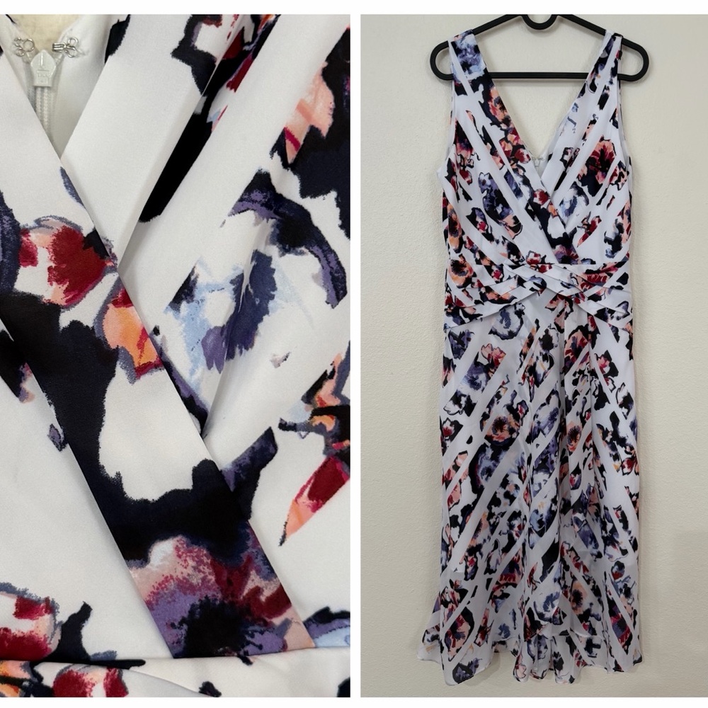 White House Black Market Abstract Floral Midi Dress.  D012
